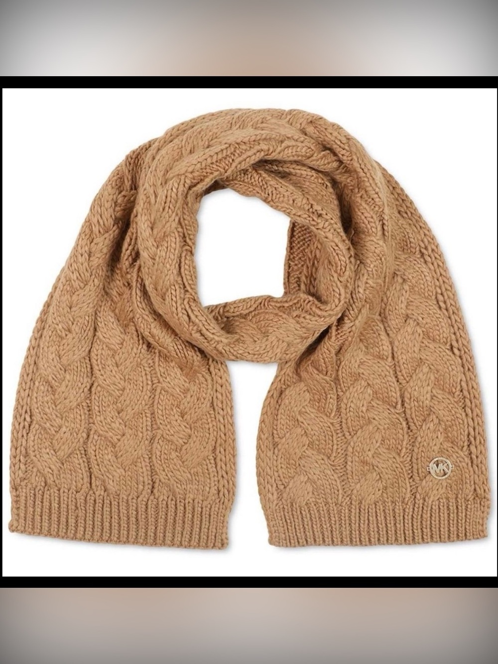 Michael Kors Chunky Knit Scarf in Camel Brown